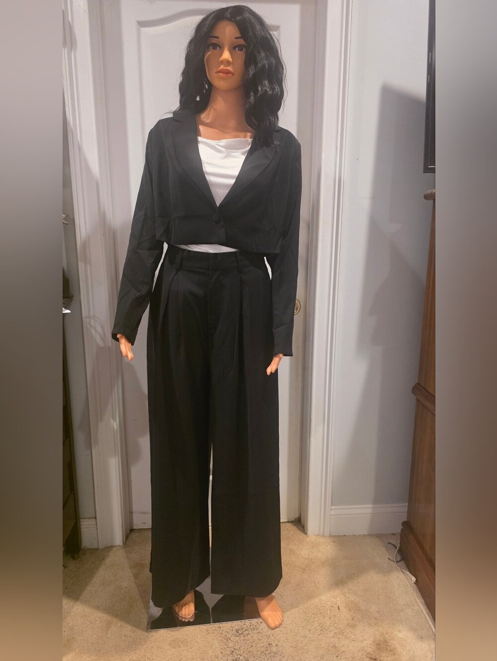 HYFVE Black Cropped Blazer and Wide-Leg Pants Set